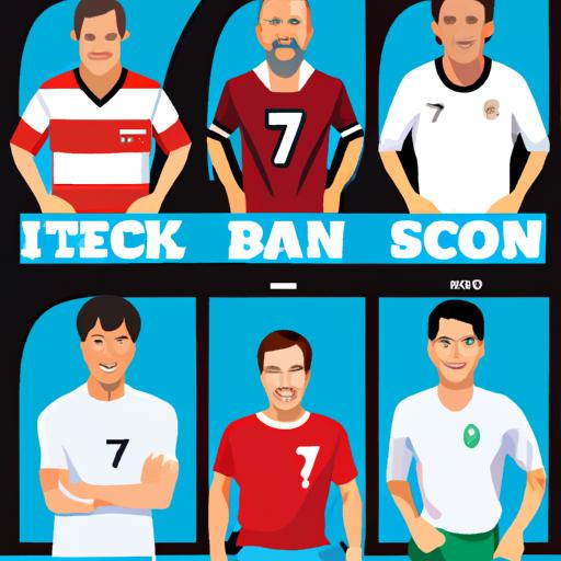 Ảnh chụp nhóm của năm huyền thoại bóng đá, tất cả đều từng mặc áo số 7 trong sự nghiệp của mình